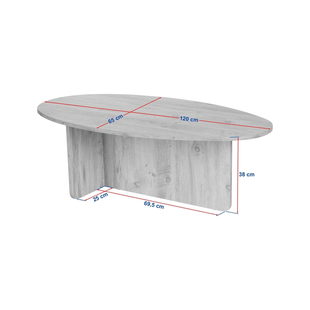 Parona, Tavolino da Salotto Forma Ovale, 120x65x40h cm Marrone Noce
