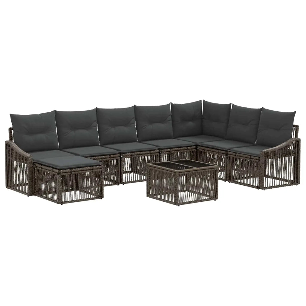 Set Divano da Giardino 9 pcs Grigio polyrattan 3436100