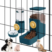 Set di 2 ciotole per animali domestici - Capacità ciotola cibo: 1600 ml - Capacità dispenser acqua: 520 ml - Adatto per conigli, topi, tartarughe, gatti e cani - Dispenser automatico cibo e acqua per gabbie - Blu scuro