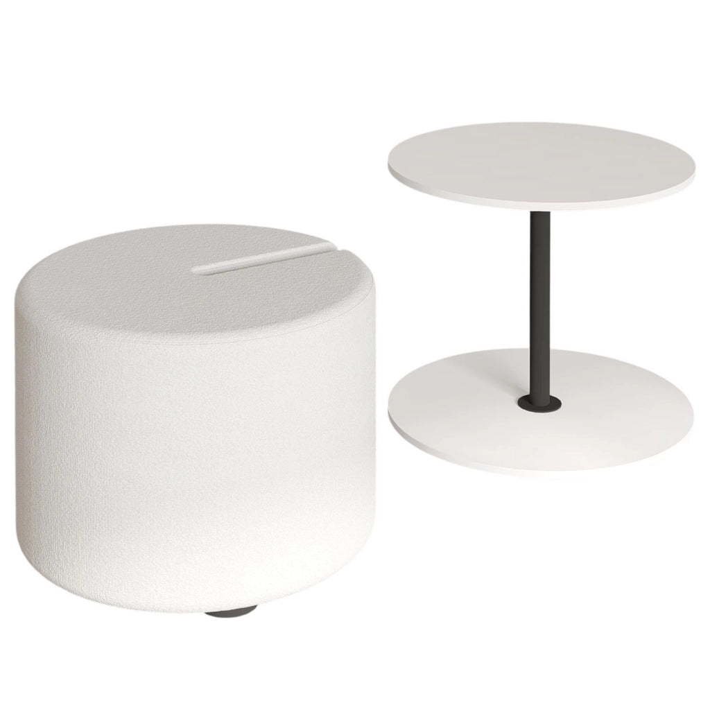 Tavolino "Vexana" con poggiapiedi in legno - 43 x 43 x 47 cm - Bianco