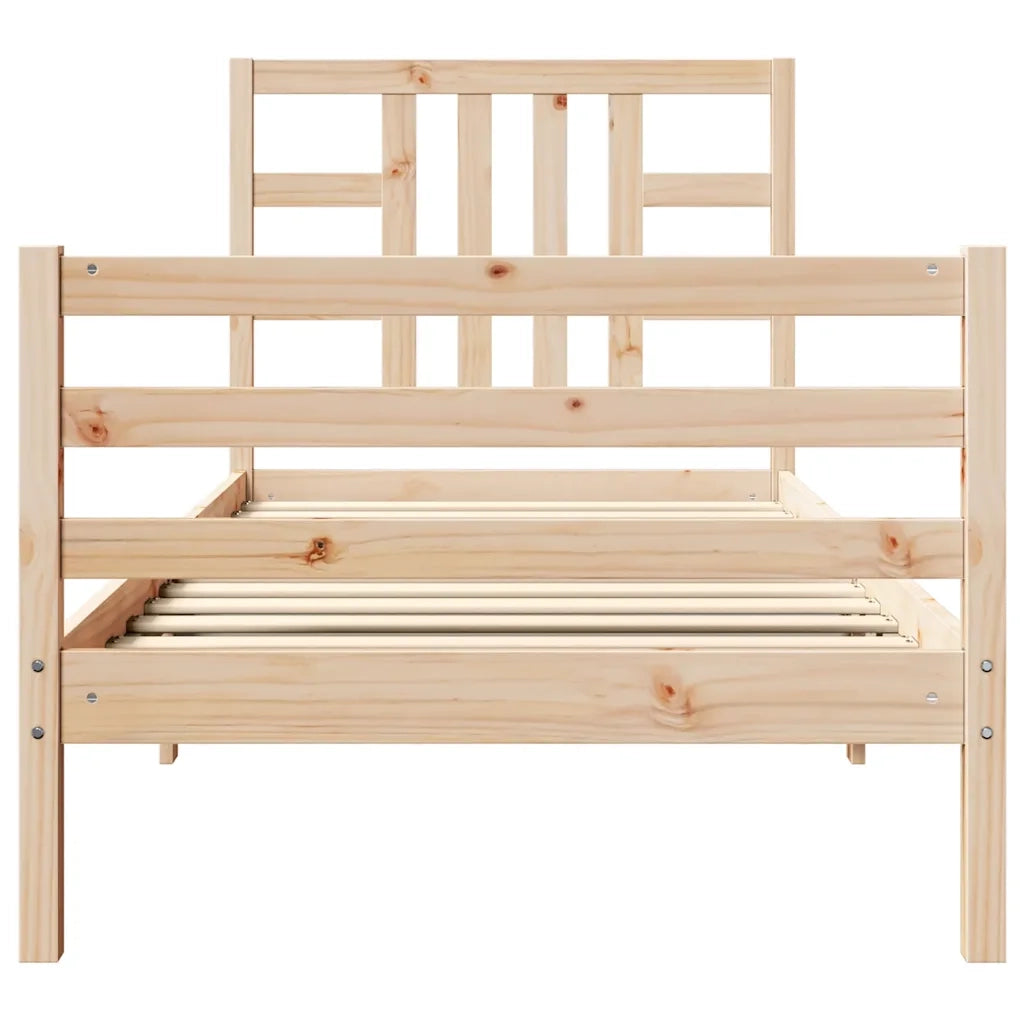 Giroletto con Testiera Single-Struttura Letto in Legno Massello 598271