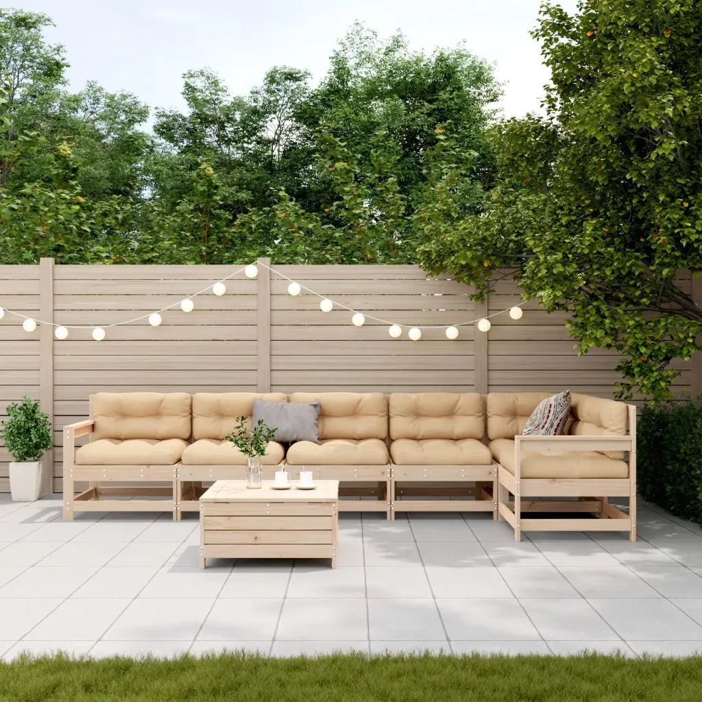 Set Salotto Giardino 7 pz Cuscini Antracite Legno Massello Pino 3250892
