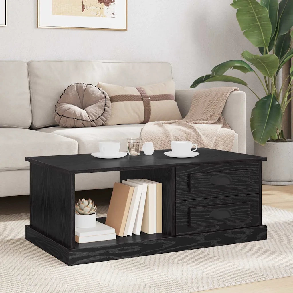 Tavolino da salotto con cassetto Rovere Nero 90 x 50 x 35 cm