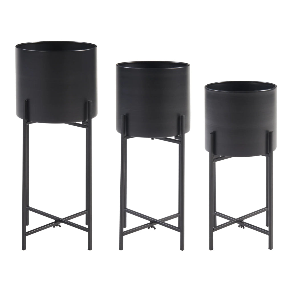Set di 3 portavasi in metallo nero di varie dimensioni 03_0010629