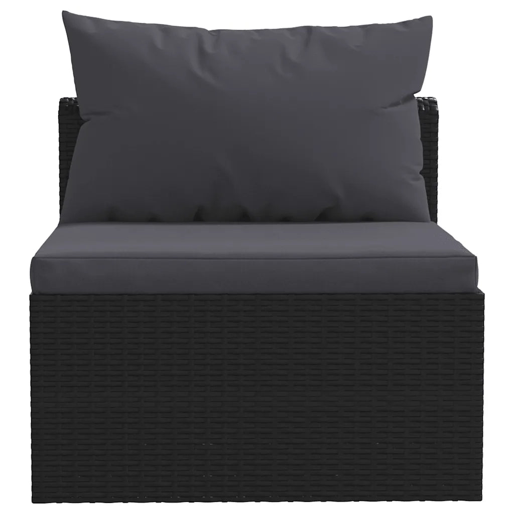 Set Divani da Giardino 7 pz con Cuscini in Polyrattan Nero 46552