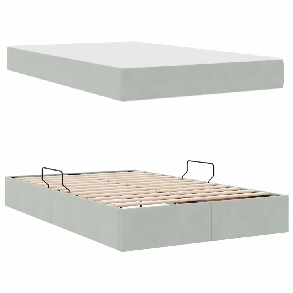 Letto con contenitore e materasso Grigio chiaro 120 x 190 cm 3399706