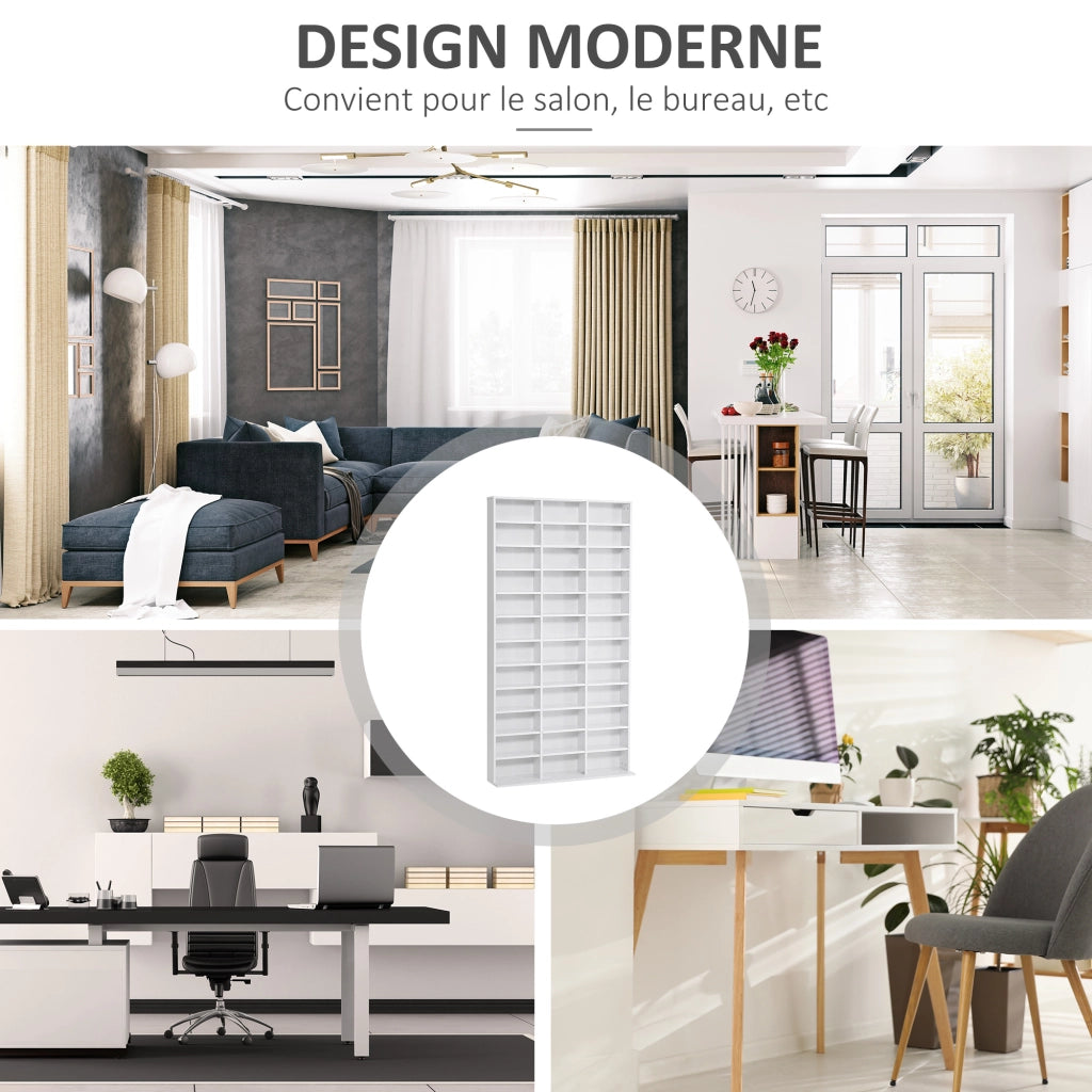 Libreria per CD e DVD ¨C zephmum ¨C 36 scomparti regolabili, bianco