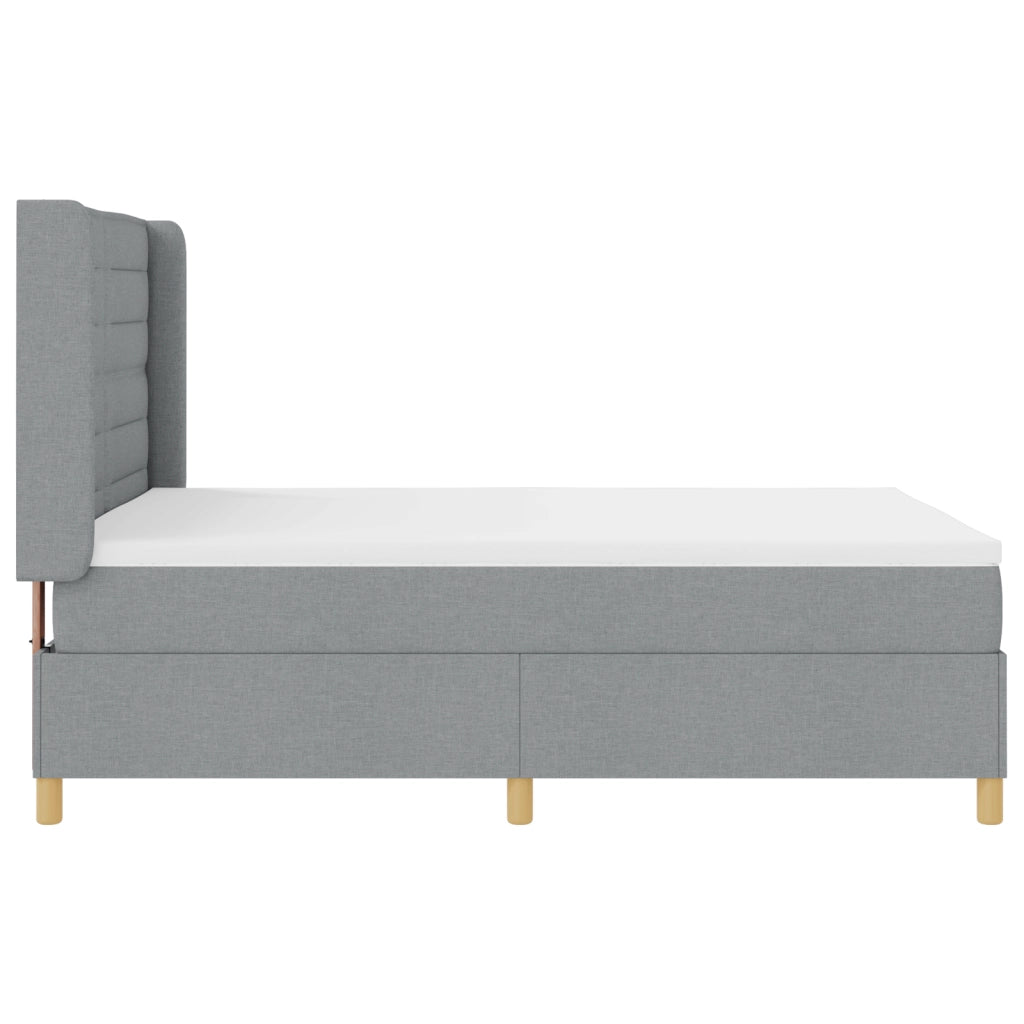Letto Box Spring con Materasso e Luce LED Grigio Chiaro 140x200 cm Tessuto