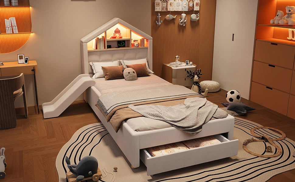 letto per bambini velluto beige 156 x 214 cm