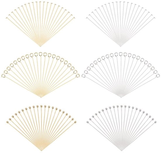 Fai da Te - Punte per Gioielli 300 pezzi - Punte a Testa Piana - Spille per Orecchio - Spille per Bracciale - Acciaio Inossidabile - per Orecchini/Bracciali Fai da Te