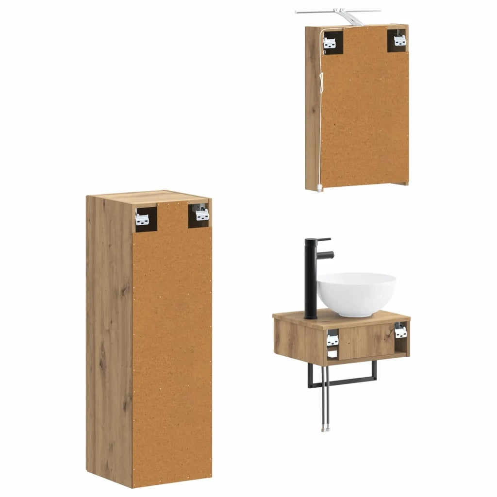 Set di Armadi da Bagno 4 pcs Rovere Artigianale 3407366