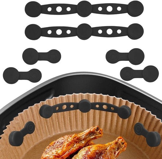 Set di 6 ganci magnetici in silicone per carta da forno air fryer, chiusure termoresistenti per fissare le fodere