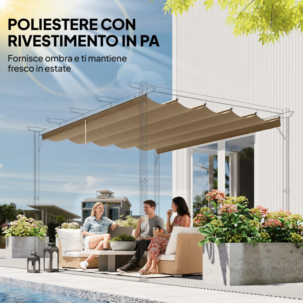 Tetto per Gazebo Pergola ¨C zephmum ¨C 250x255 cm, Marrone Chiaro, Poliestere