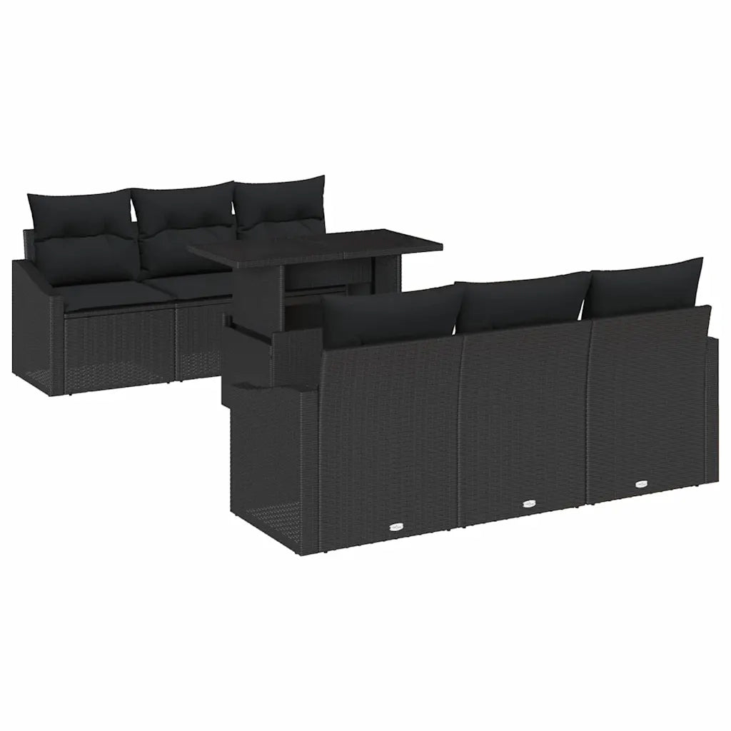 Set Divano da Giardino con archiviazione 7 pcs Nero polyrattan 3348929