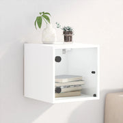 Comodino con Anta in Vetro Bianco 35x37x35 cm