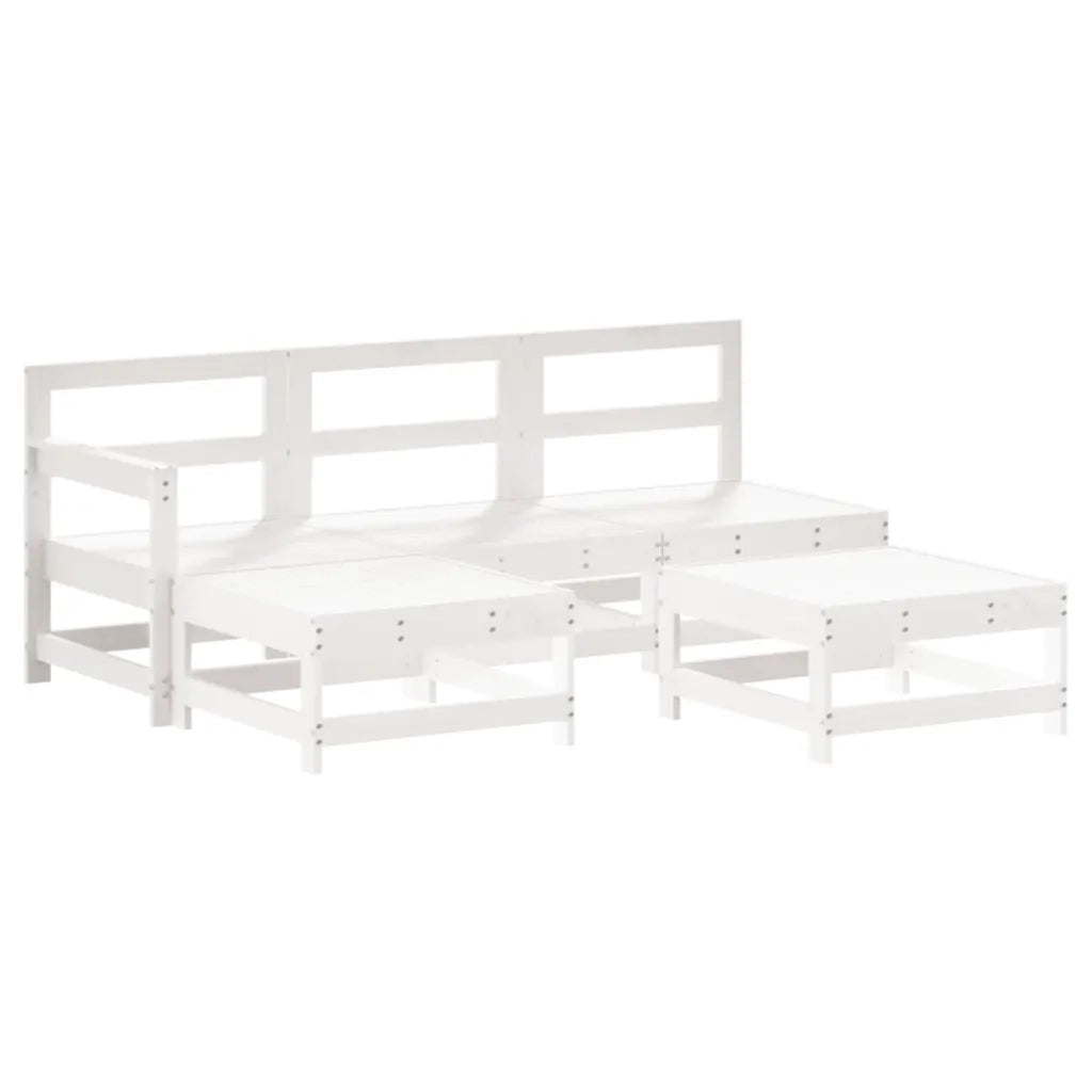 Set Divani da Giardino 5pz con Cuscini in Legno Massello Bianco 3186054