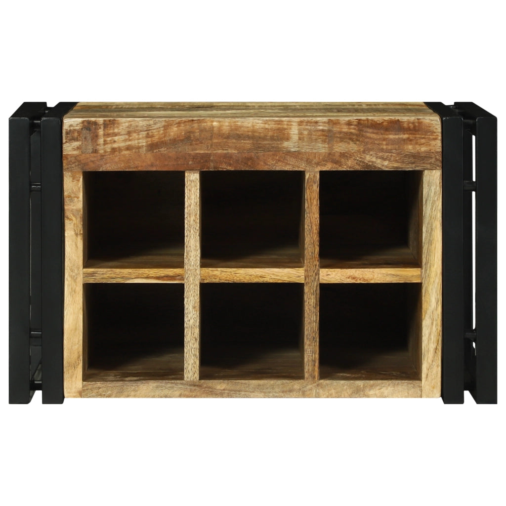 Portabottiglie 46x35x27.5 cm Legno Massello di Mango Grezzo