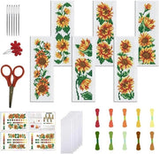 Kit di Punti di Crocera per Cucito a Maglia con Disegno di Fiore di Zinnia - Kit di Cucito per Principianti - Regalo per Amanti dei Libri