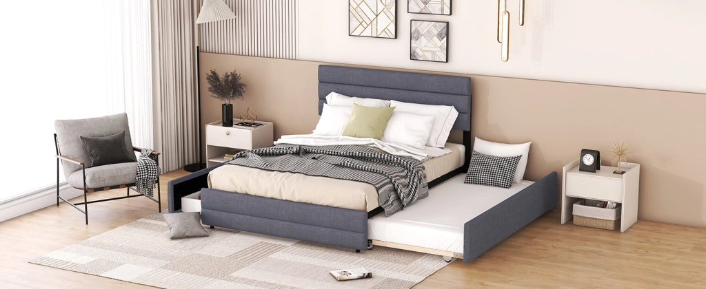 letto piattaforma lino grigio 140 x 200 cm