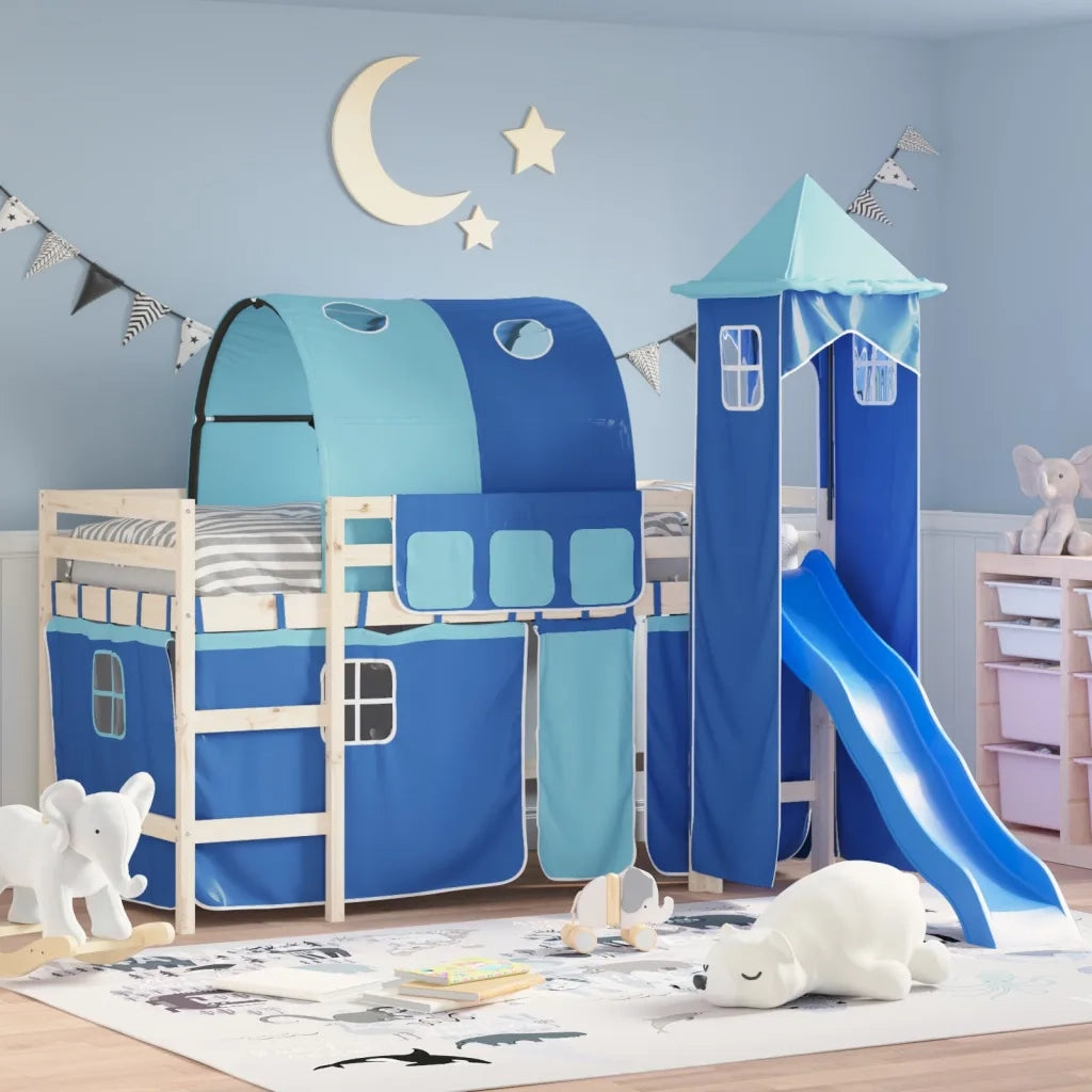Tende per Letto a Soppalco con Tunnel e Torre Blu CFW4071040
