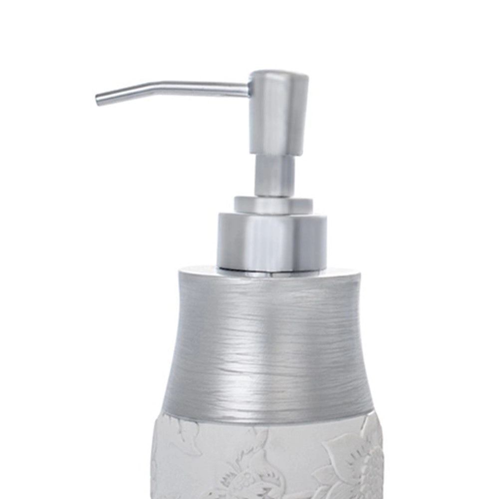 Dispenser bianco/argento in resina - serie damasco