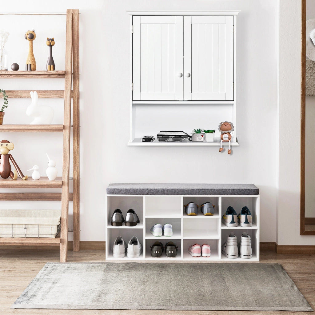Mobile Bagno Sospeso con Ante e Ripiani ¨C zephmum ¨C Bianco 60x20x70,5 cm