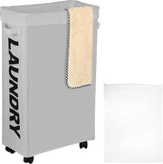 Wascio con ruote - grande contenitore per bucato con sacchetti lavabili, grandi contenitori per bucato pieghevoli con maniglia, contenitore portatile per la camera da letto, la sala da soggiorno (grigio)