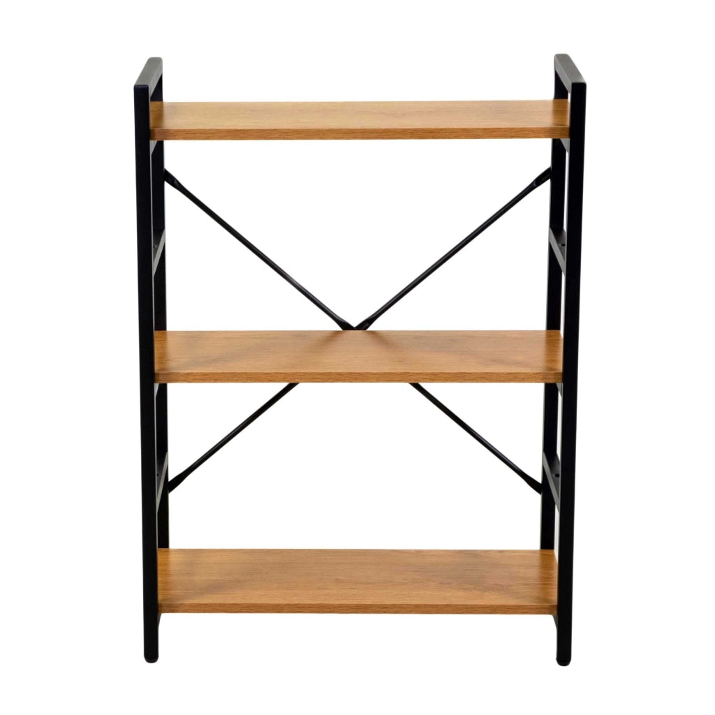 Libreria 3 ripiani 60x28xh83,5 cm in Metallo e Legno Achille Naturale