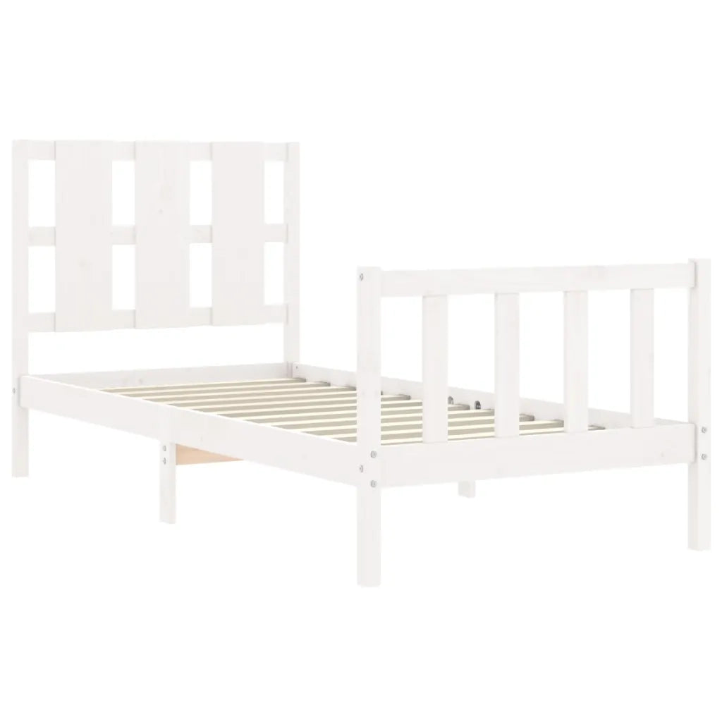 Letto senza Materasso-Struttura Letto Bianco 90x190 cm in Legno Massello Pino 978581