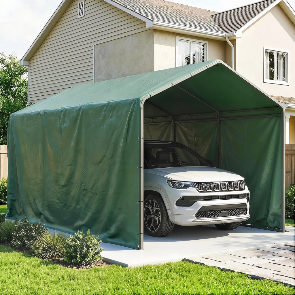 Telo Impermeabile 6x8 m con 28 Occhielli per Fissaggio in PE Resistente agli Strappi da 90 GSM Verde