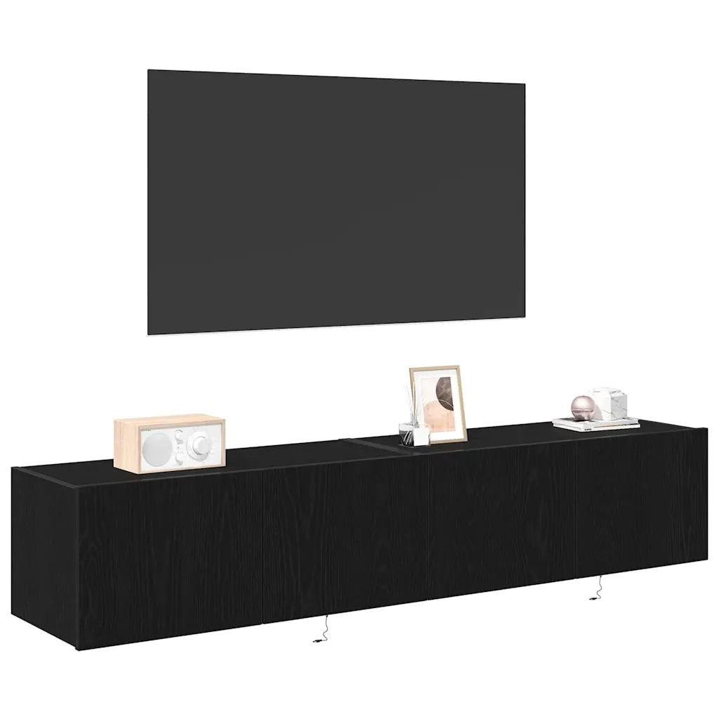 Mobile TV da parete con LED 2 pcs Rovere Nero 80 x 35 x 31 cm 863109