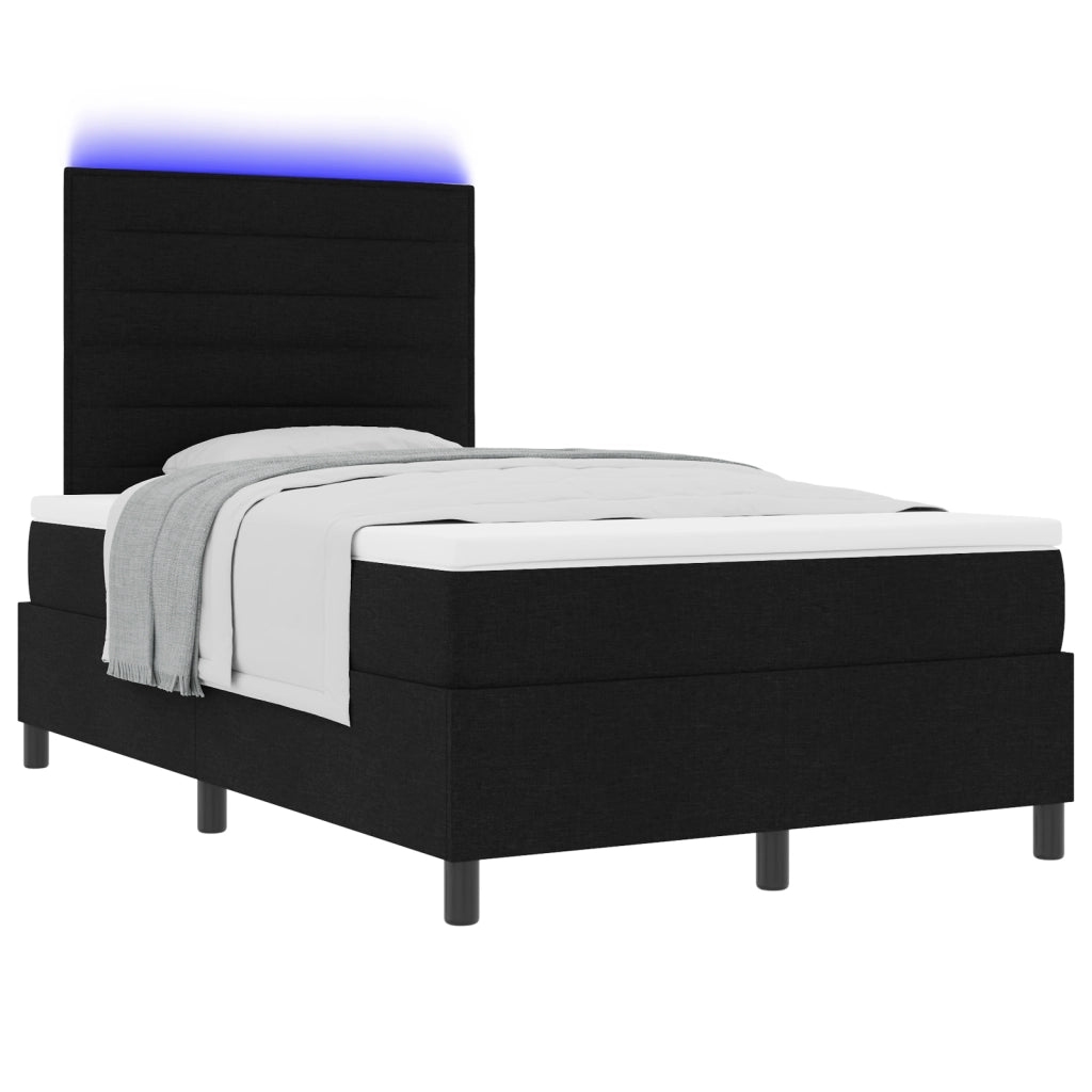 Letto Box Spring con Materasso & LED Nero 120x200 cm Tessuto