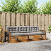 Set di divani da esterno 3 pcs Grigio Naturale e Chiaro
