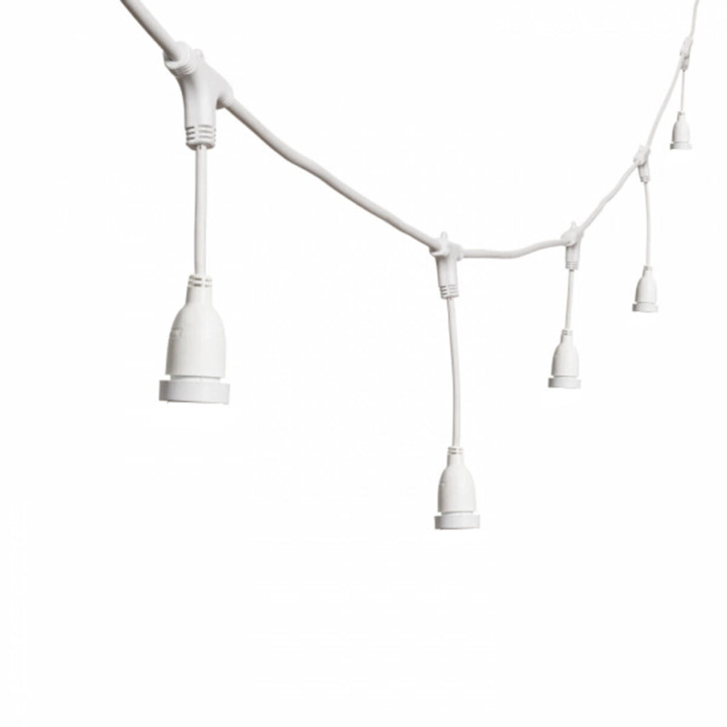 CATENARIA LUCI 10MT 20 PORTALAMPADE E27 BIANCA ALLUNGABILE IP44 INTERNO ESTERNO