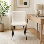 Sedia da Pranzo Set da 2 con Schienale Alto Arrotondato e Design Ergonomico, in Tessuto e Metallo, Bianco, 68 × 51 × 50 cm