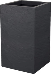 Pianta in Vaso Quadrato 36 L - Decorazione in Pietra Artificiale - Unico - Zona di Accumulo Acqua - 295 x 295 x 495 cm - Grigio Scuro - Grande Vaso Quadrato - Adatto per Giardino
