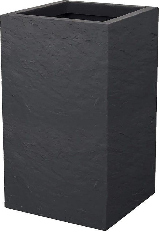 Pianta in Vaso Quadrato 36 L - Decorazione in Pietra Artificiale - Unico - Zona di Accumulo Acqua - 295 x 295 x 495 cm - Grigio Scuro - Grande Vaso Quadrato - Adatto per Giardino