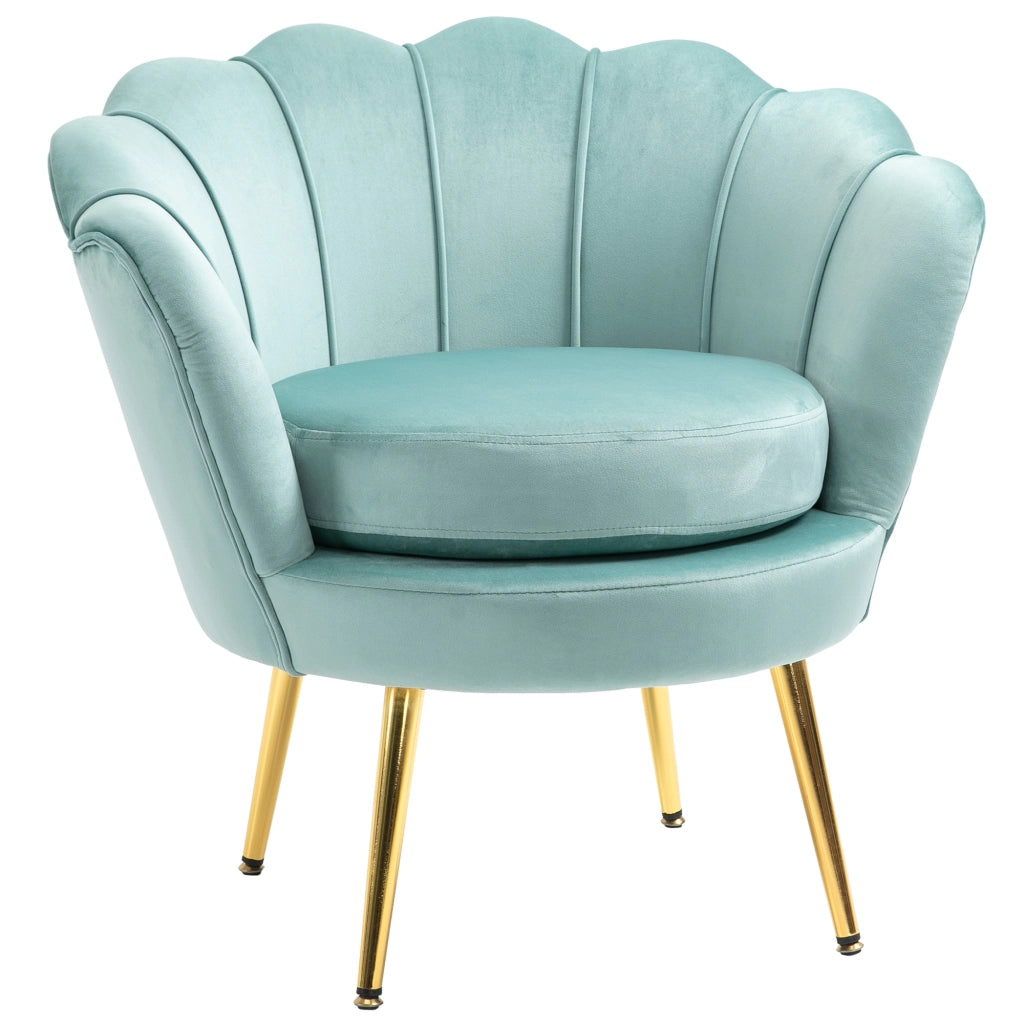 EasyComfort Poltroncina Vintage di Design in Velluto Blu, Poltroncina da Camera con Schienale Alto 76x67x74cm, Verde