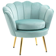 EasyComfort Poltroncina Vintage di Design in Velluto Blu, Poltroncina da Camera con Schienale Alto 76x67x74cm, Verde