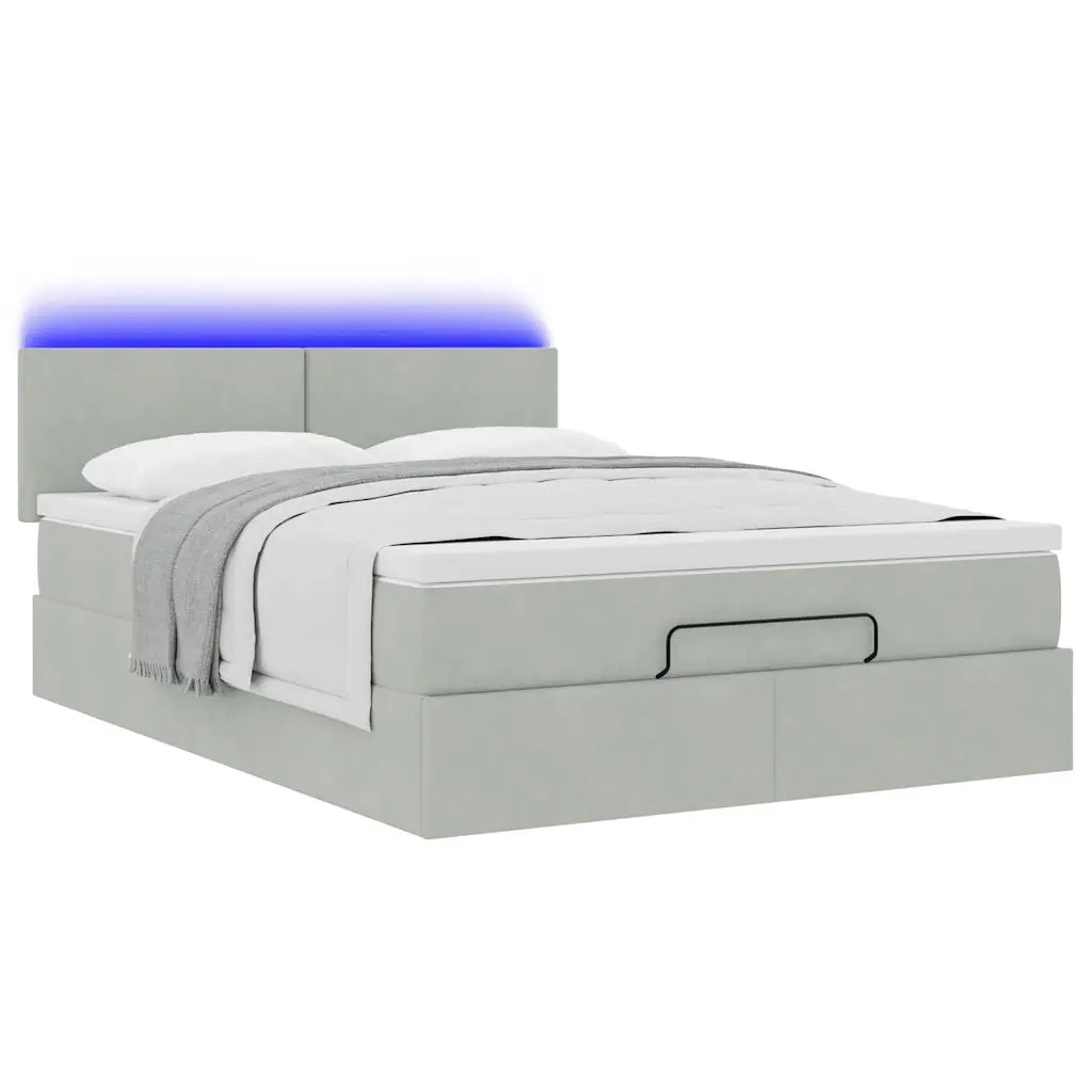 Struttura Letto Pouf con Materasso 140x200 cm in Velluto 3312554