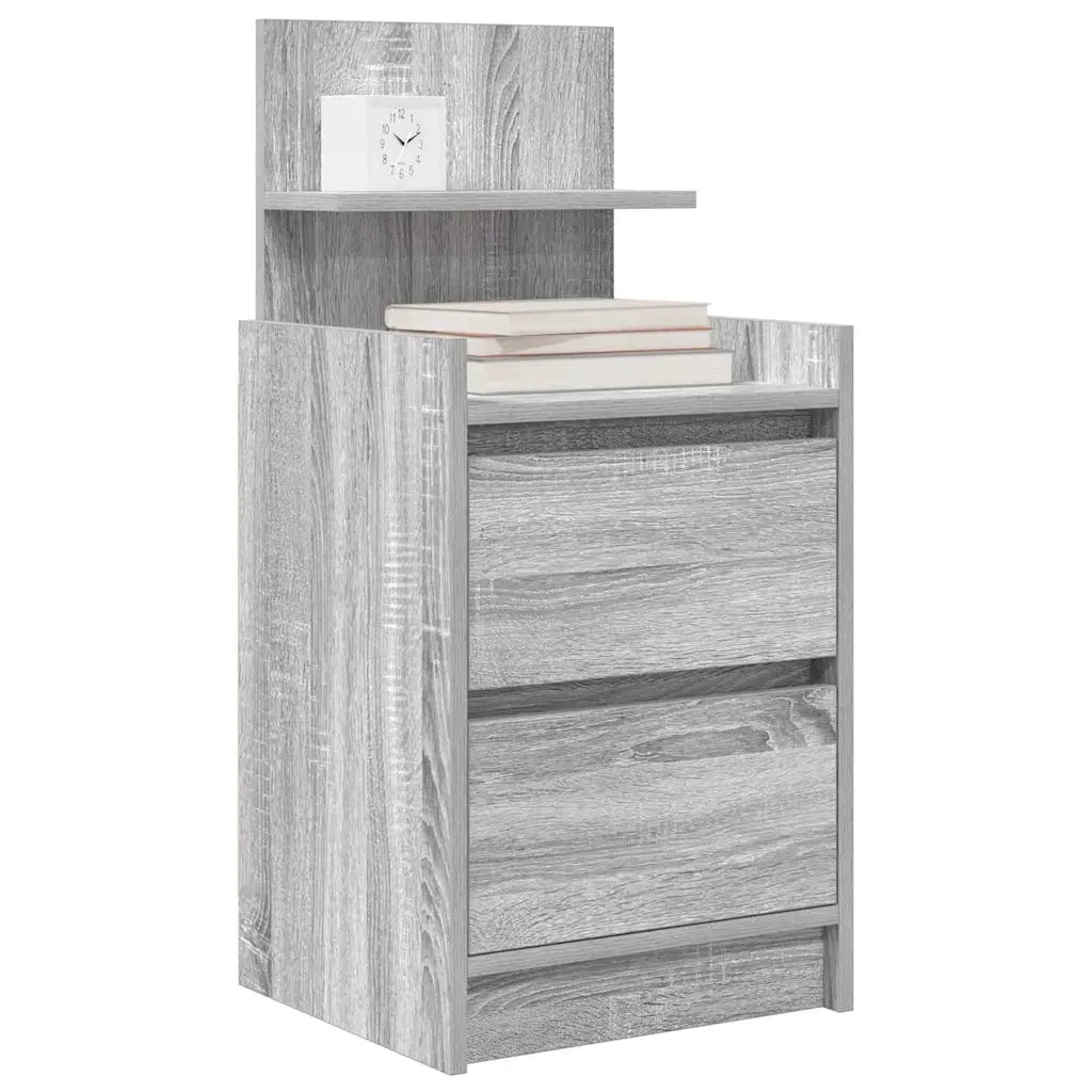 Comodino con 2 Cassetti Grigio Sonoma 38x34x80 cm