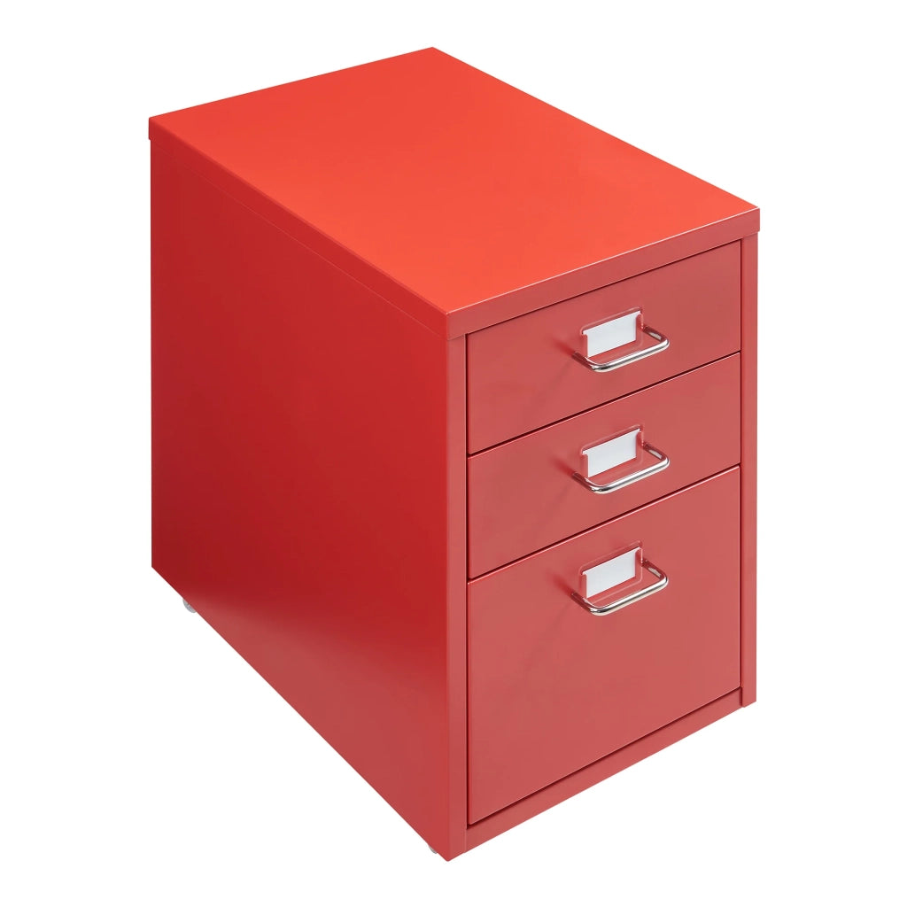 Mobiletto per ufficio mobile contenitore su ruote acciaio 48 x 28 x 41 cm rosso 03_0009122