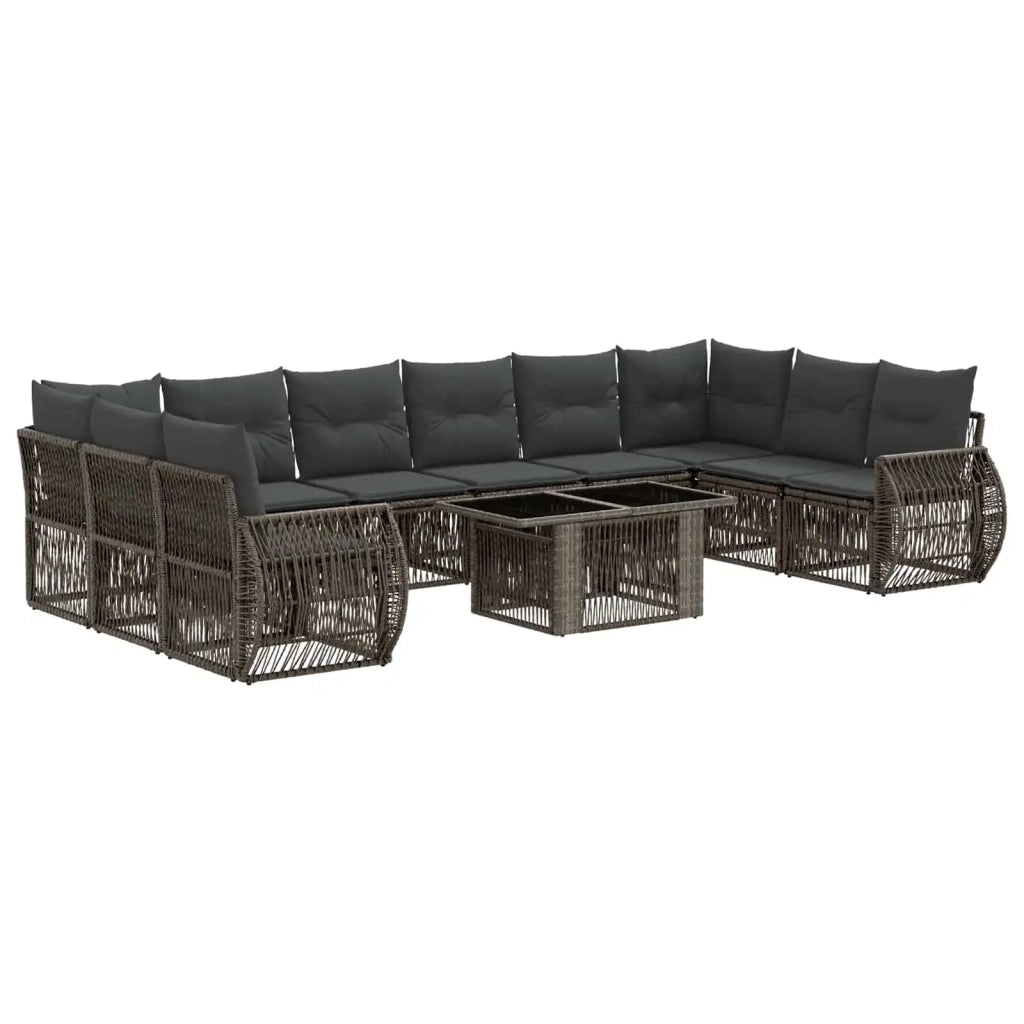 Set Divano da Giardino 11 pz Grigio e Grigio Scuro polyrattan 3436994