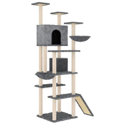 Tiragraffi per gatti Mobili per arrampicata su torre Tiragraffi piattaforma da arrampicata con tiragraffi in sisal scuro 191 cm grigio 02_0022693