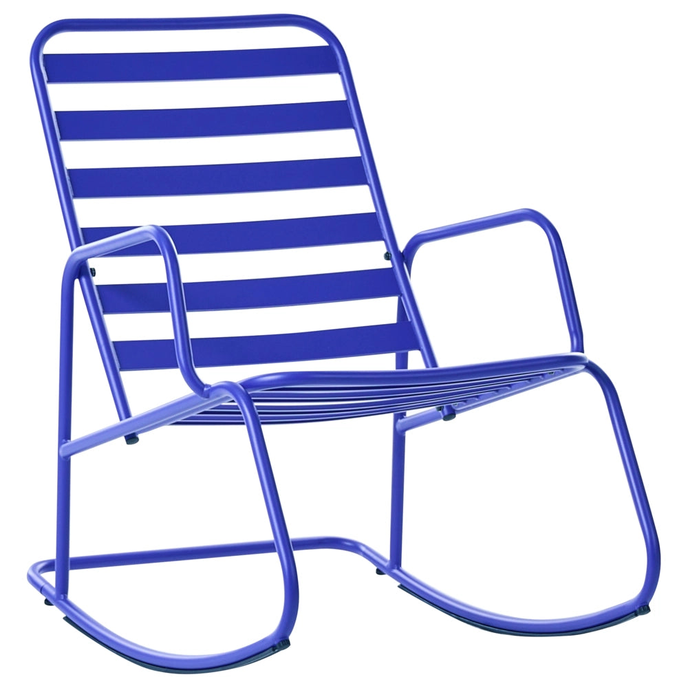 Sedia a dondolo da giardino blu alluminio a doghe Design moderno per esterni