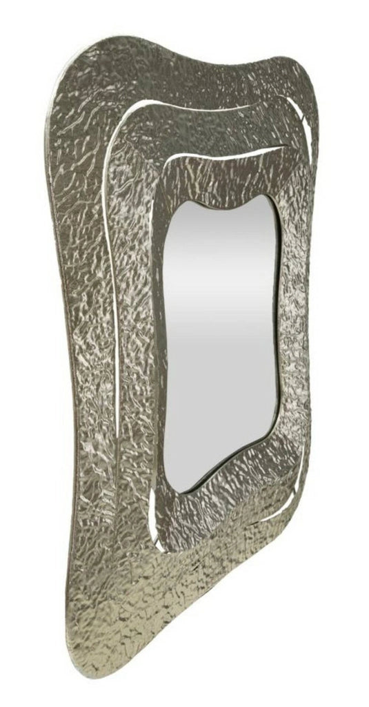 Specchio Casella, Specchiera, Articolo d'arredo a muro, Decorazione con specchio, 74x7 h79 cm, Argento