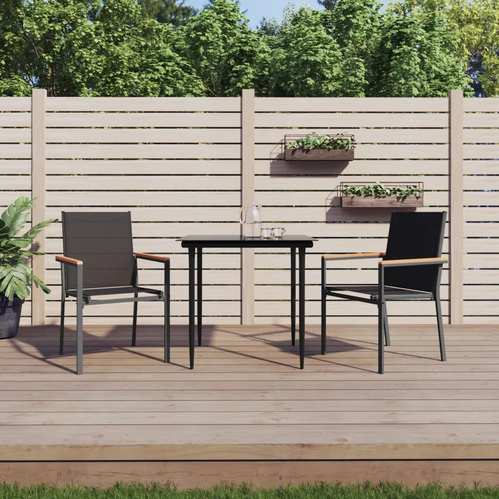 Sedie da Giardino 2 pz | Sedie da Esterno Nere 55x61,5x90 cm Textilene e Acciaio
