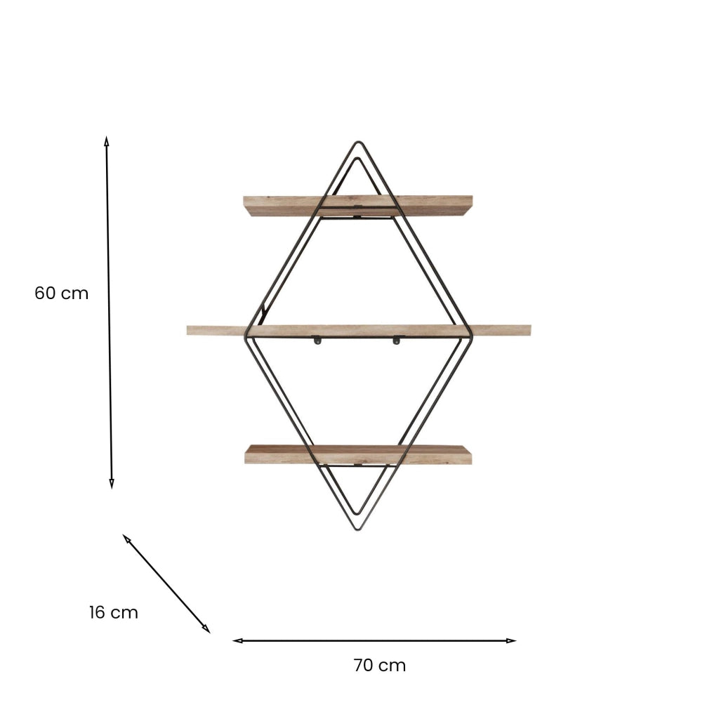 Cosme, Mensola 3 Ripiani, 70x16x60h cm oro