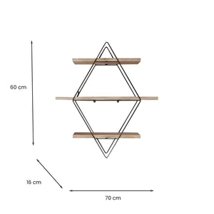 Cosme, Mensola 3 Ripiani, 70x16x60h cm oro
