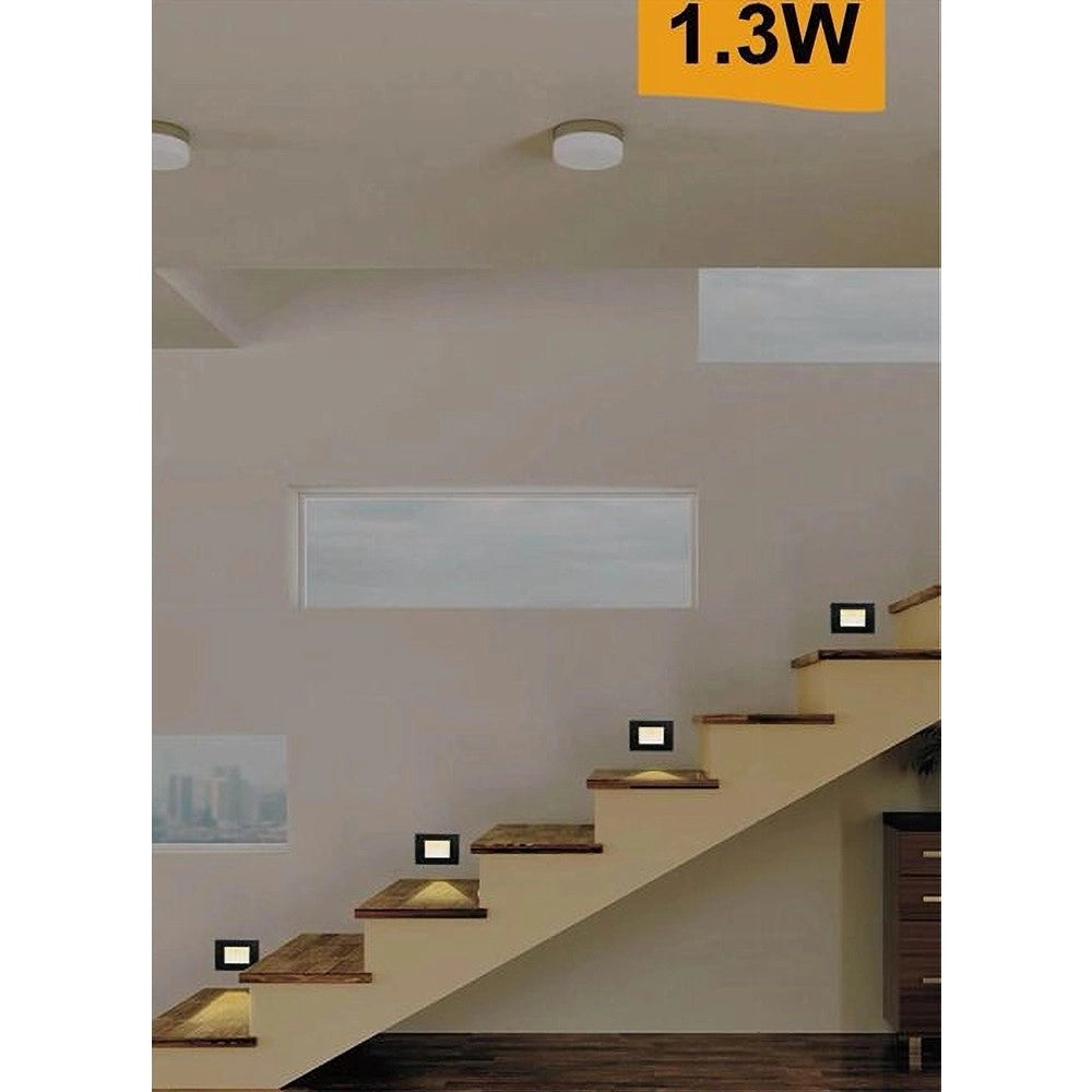 Trade Shop - Segnapasso Placca Nera Muro Sensore Movimento Pir 1,3 W Cassetta 503 Xggyd-001n - -bianco Freddo      -